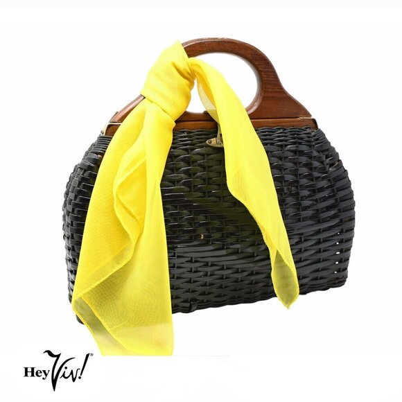 Yellow Sheer Chiffon Scarf 50s Style for Head Neck Costume 21" Square - Hey Viv - Picture 2 of 8